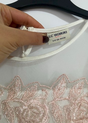 Kız Çocuk Beyaz Dantel Nakışlı Elbise - Görsel 3