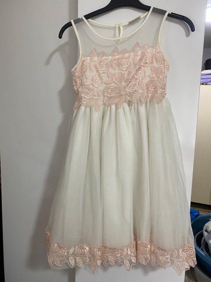 Kız Çocuk Beyaz Dantel Nakışlı Elbise - Görsel 2