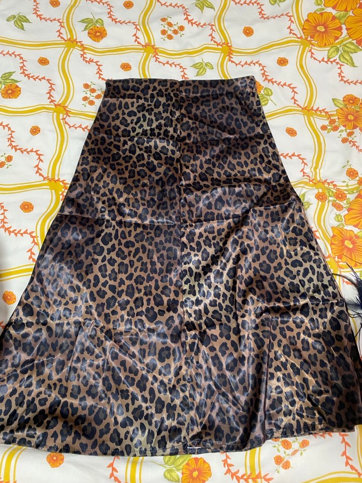 Kahverengi Leopar Desenli Uzun Bohem Etek - Görsel 2