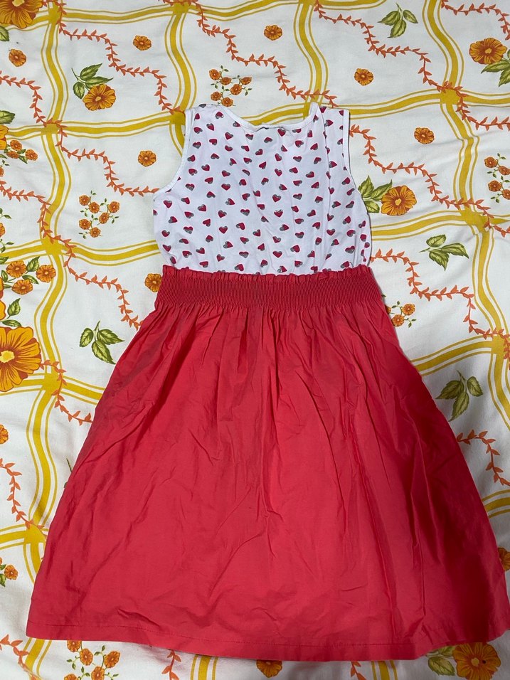 Kolsuz Kırmızı Desenli Kız Elbisesi - Görsel 3