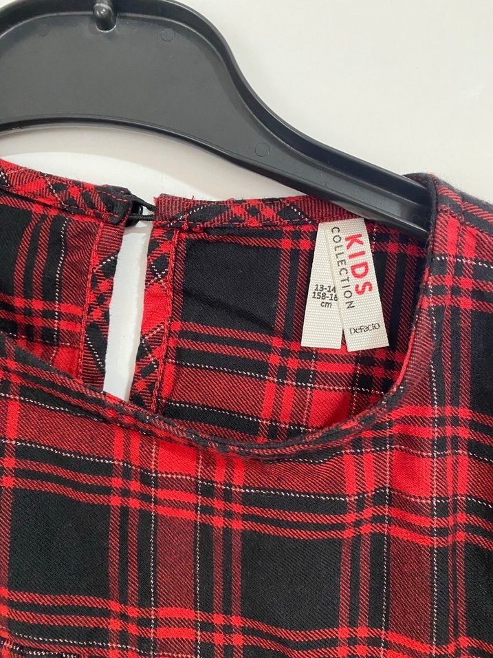 Kırmızı Kareli Uzun Kollu Kadın Bluz - Görsel 2