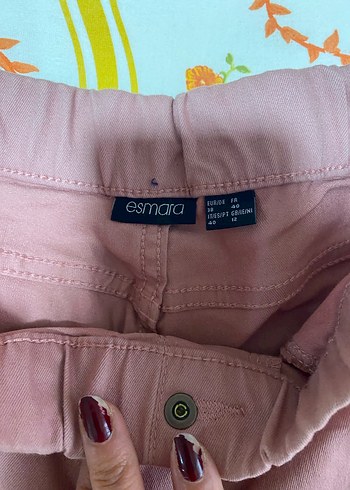 Pembe Kadın Midi Kumaş Pantolon - Görsel 2