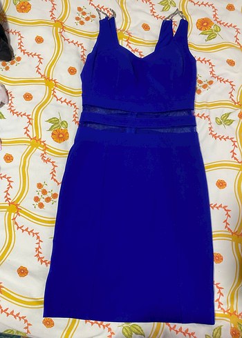 Mavi Parlak transparan Midi Kadın Elbisesi - Ana görsel