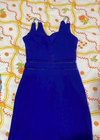 Mavi Parlak transparan Midi Kadın Elbisesi - Görsel 2