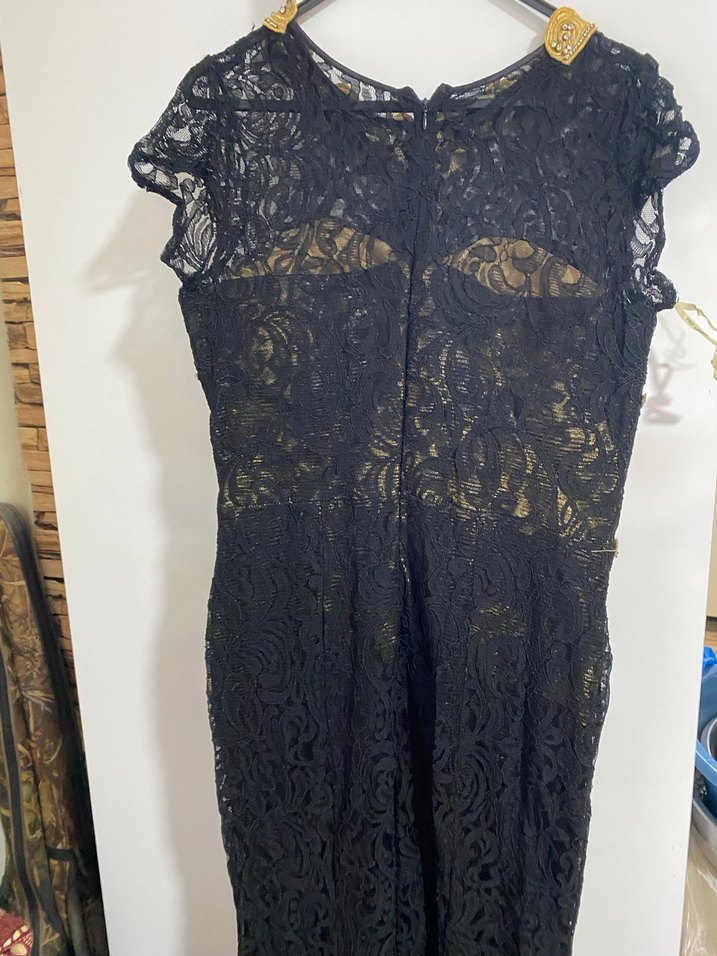 Dantel İşlemeli Siyah Uzun Abiye Elbise - Görsel 5