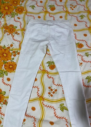 Kadın Beyaz Pamuklu Street Wear Pantolon - Görsel 3