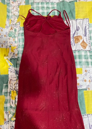 Bordo Uzun Drapeli Bohem Elbise - Görsel 2