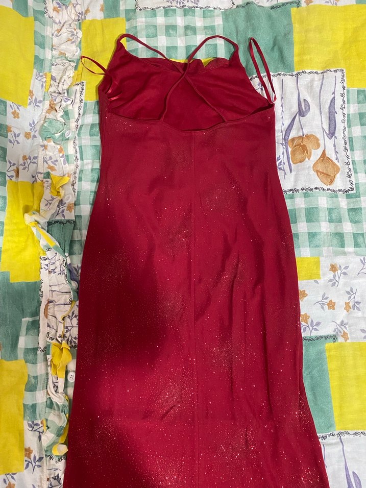 Bordo Uzun Drapeli Bohem Elbise - Görsel 2