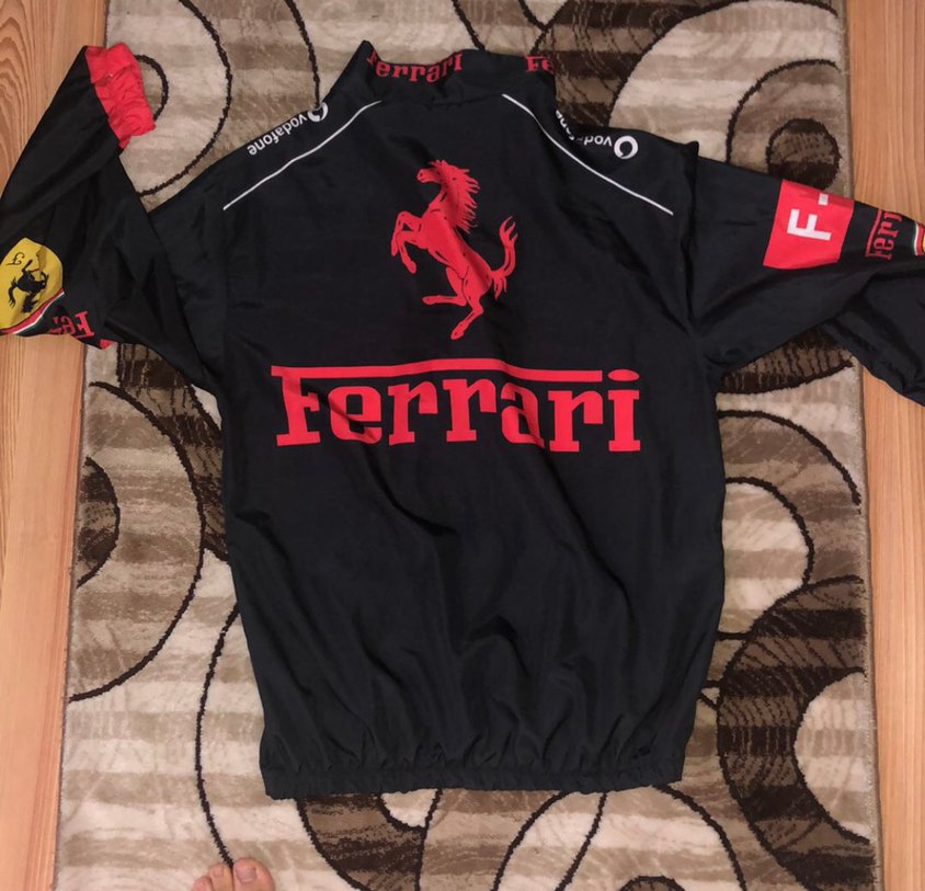 Ferrari Siyah Klasik Biker Ceket - Görsel 3