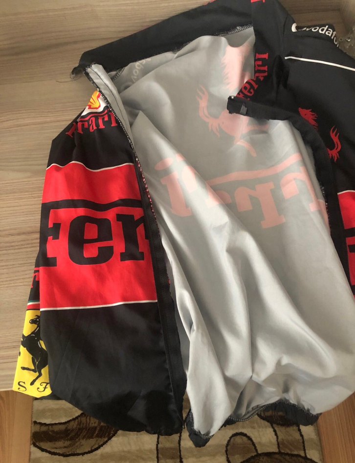 Ferrari Siyah Klasik Biker Ceket - Görsel 4