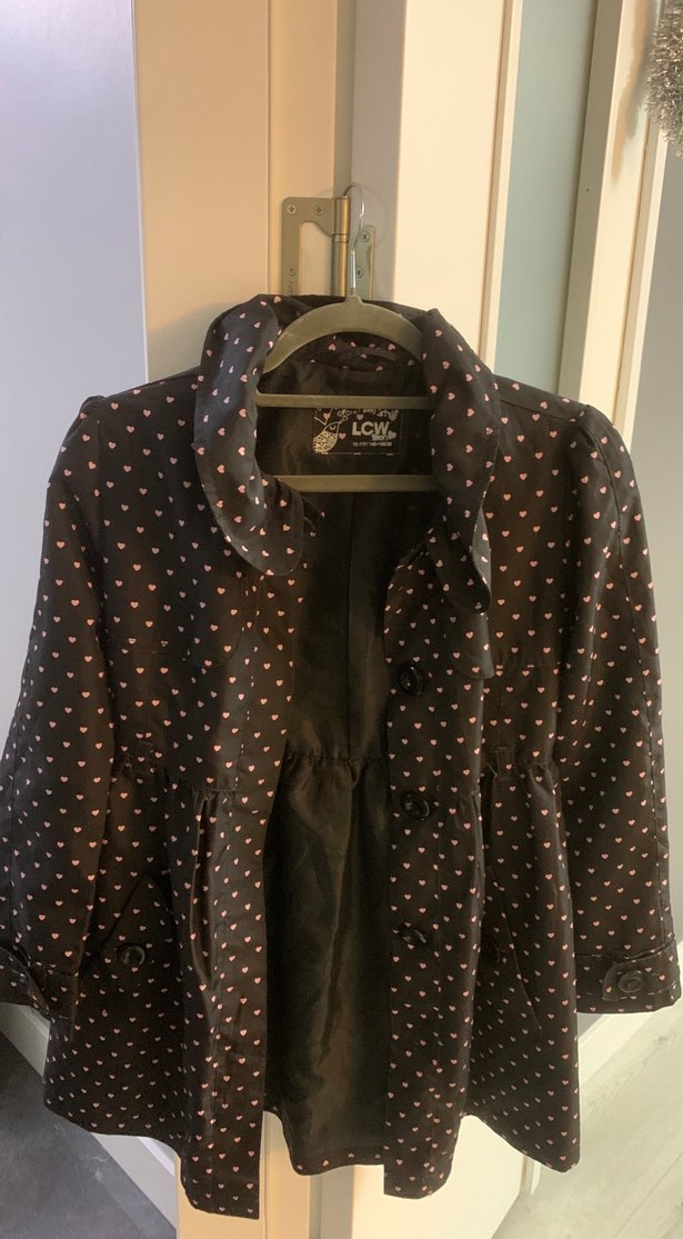 Kız Çocuk siyah kalpli yağmurluk  - Görsel 2