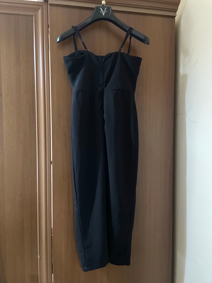 Straplez Siyah Uzun Kalem Elbise - Görsel 3