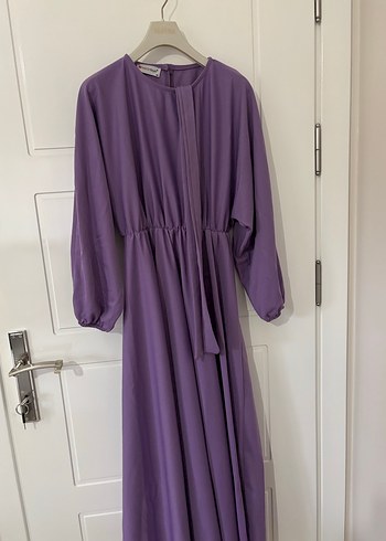 Uzun Kollu Lila Salaş Elbise - Görsel 5