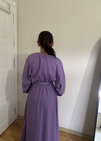 Uzun Kollu Lila Salaş Elbise - Görsel 4