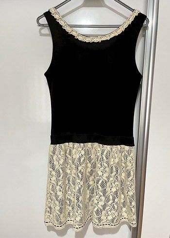 Dantel Detaylı Siyah Triko Elbise - Görsel 2