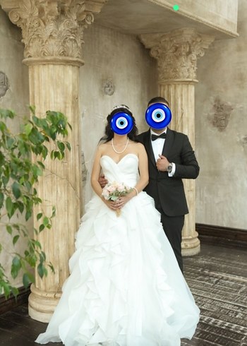 Beyaz Straplez A-Line Uzun iz wedding house özel tasarım - Görsel 7