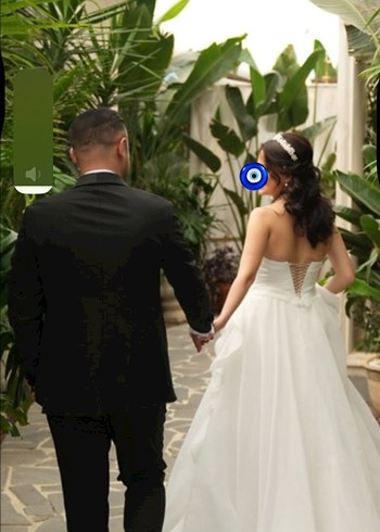 Beyaz Straplez A-Line Uzun iz wedding house özel tasarım - Görsel 3