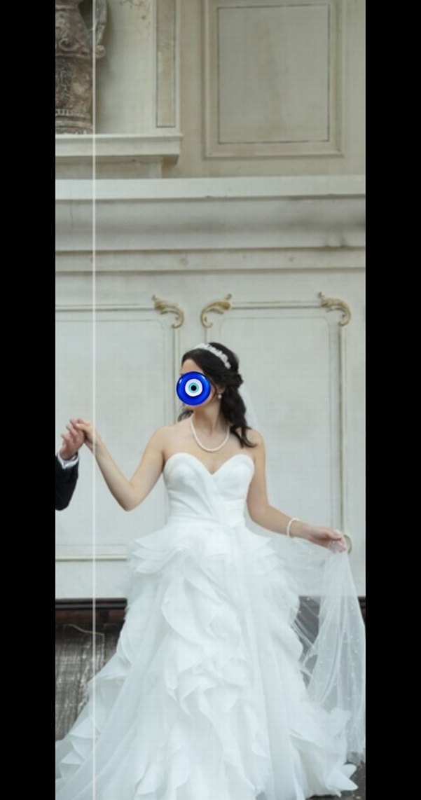 Beyaz Straplez A-Line Uzun iz wedding house özel tasarım - Görsel 2