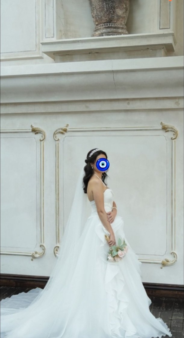 Beyaz Straplez A-Line Uzun iz wedding house özel tasarım - Görsel 4