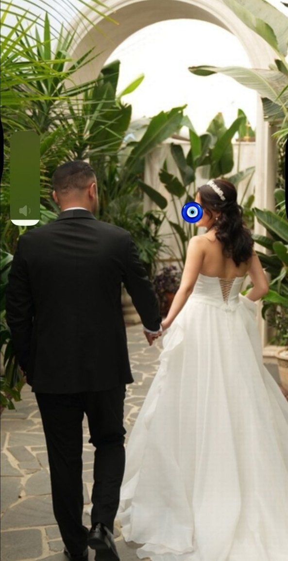 Beyaz Straplez A-Line Uzun iz wedding house özel tasarım - Görsel 3