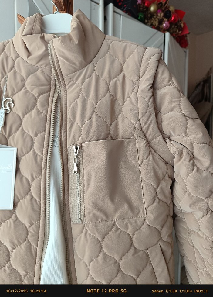 Bej kız Fermuarlı Günlük Midi Ceketli takım i - Görsel 3