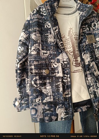 Gri Baskılı Erkek Çocuk Denim Ceket - Görsel 2