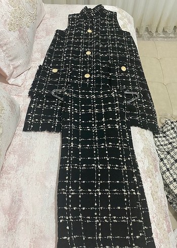 Düğmeli Kemerli Siyah Ekoseli Tulum - Görsel 2