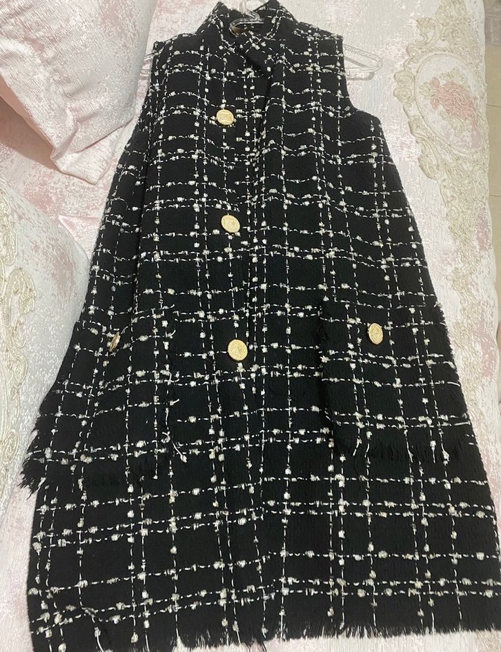 Düğmeli Kemerli Siyah Ekoseli Tulum - Görsel 3