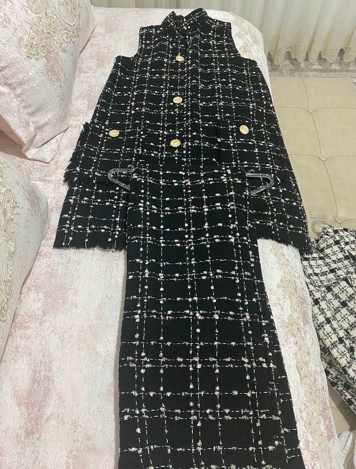 Düğmeli Kemerli Siyah Ekoseli Tulum - Görsel 2