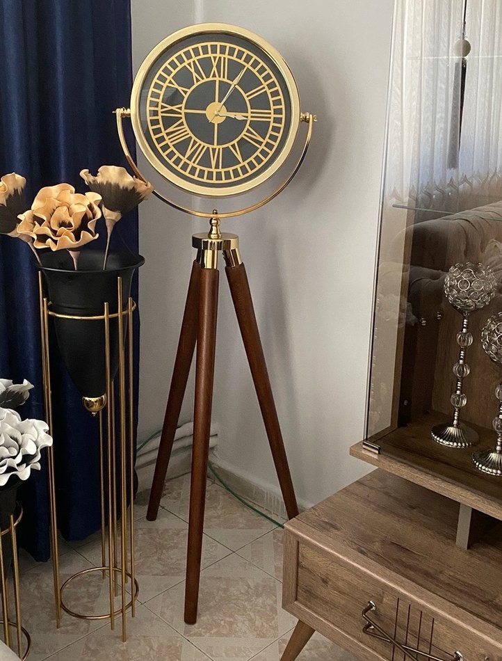 Altın Renkli Üç Ayaklı Masa Saati - Görsel 3