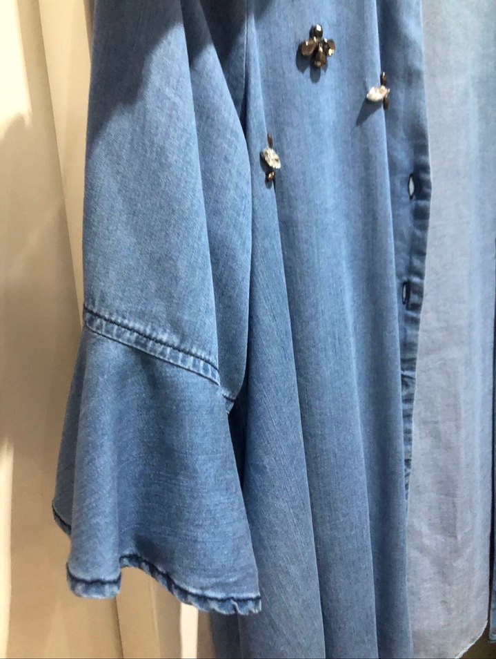 Nakışlı Düğmeli Denim Gömlek - Görsel 3