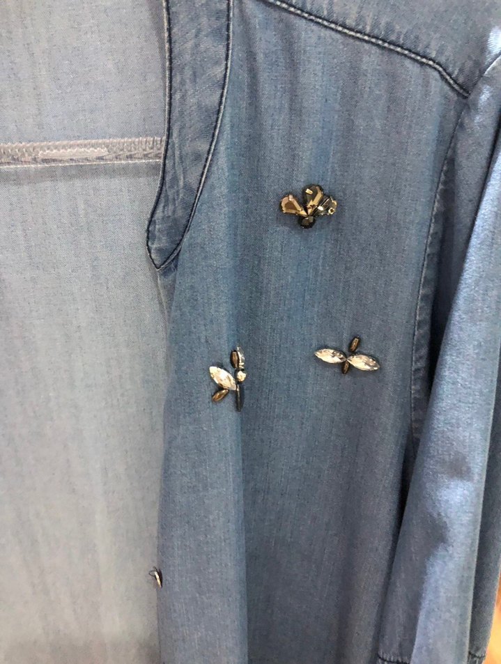 Nakışlı Düğmeli Denim Gömlek - Görsel 4