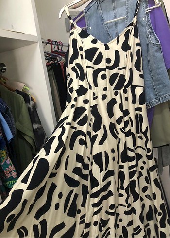 Kadın Çok Renkli Uzun Askılı Elbise - Görsel 2