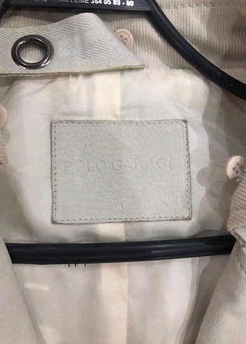 Düğmeli Bej Deri Kadın Trençkot - Görsel 4