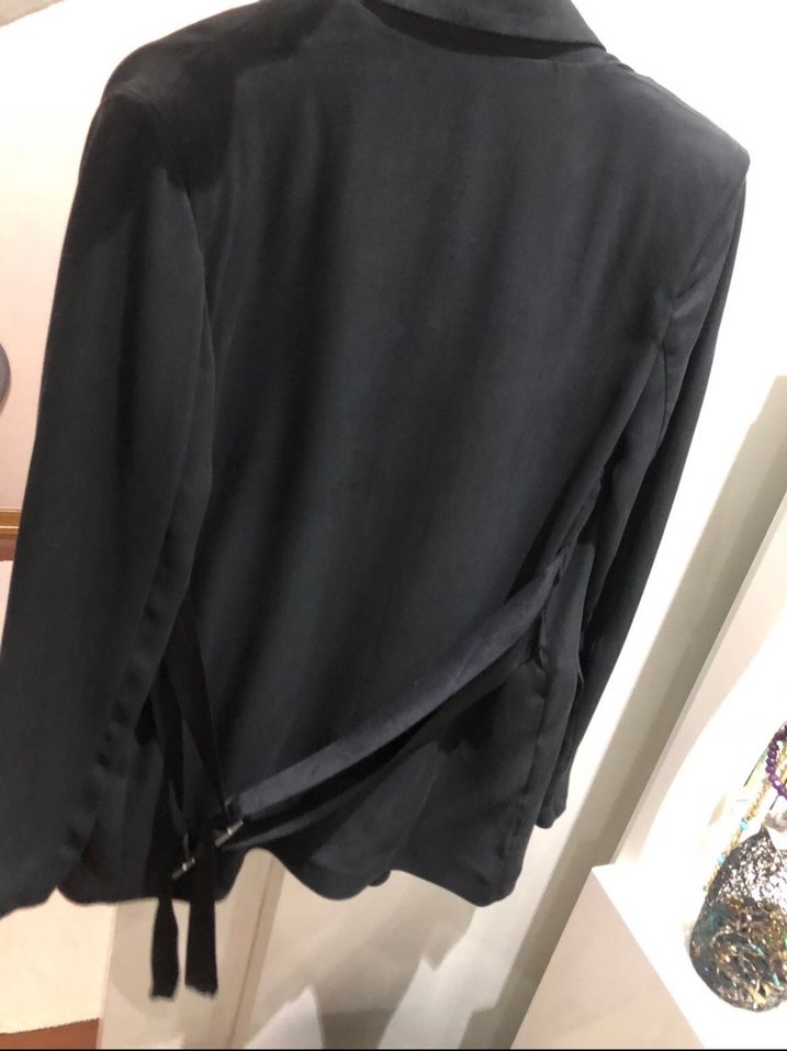 Kadın Siyah Düğmeli Midi Blazer - Görsel 2