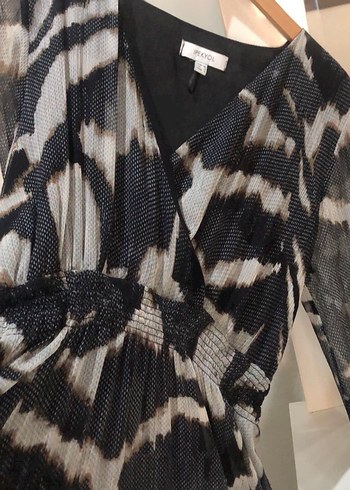 Gri Batik Desenli Uzun Bohem Elbise - Görsel 5