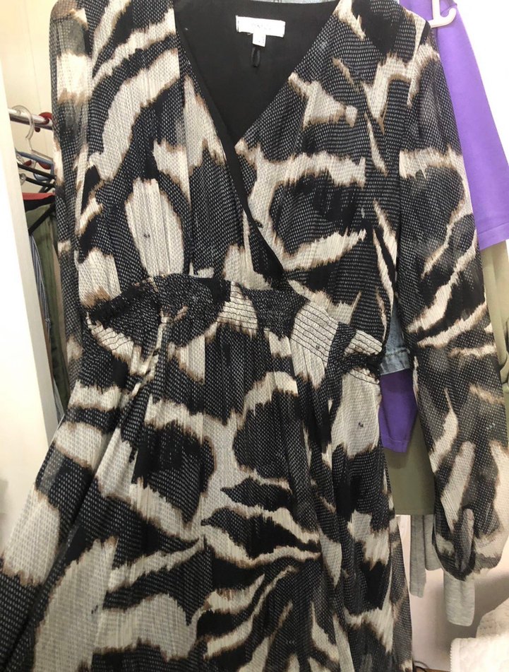 Gri Batik Desenli Uzun Bohem Elbise - Görsel 4