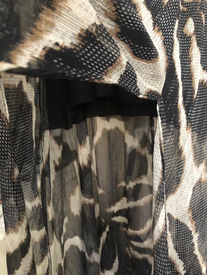 Gri Batik Desenli Uzun Bohem Elbise - Görsel 2