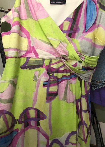 Pastel Renkli Drapeli Uzun Elbise - Görsel 3