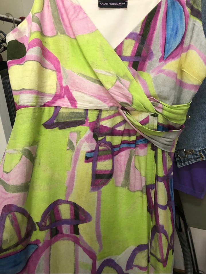 Pastel Renkli Drapeli Uzun Elbise - Görsel 3