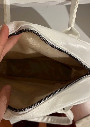 Beyaz Deri Kadın Omuz Çantası - Görsel 2