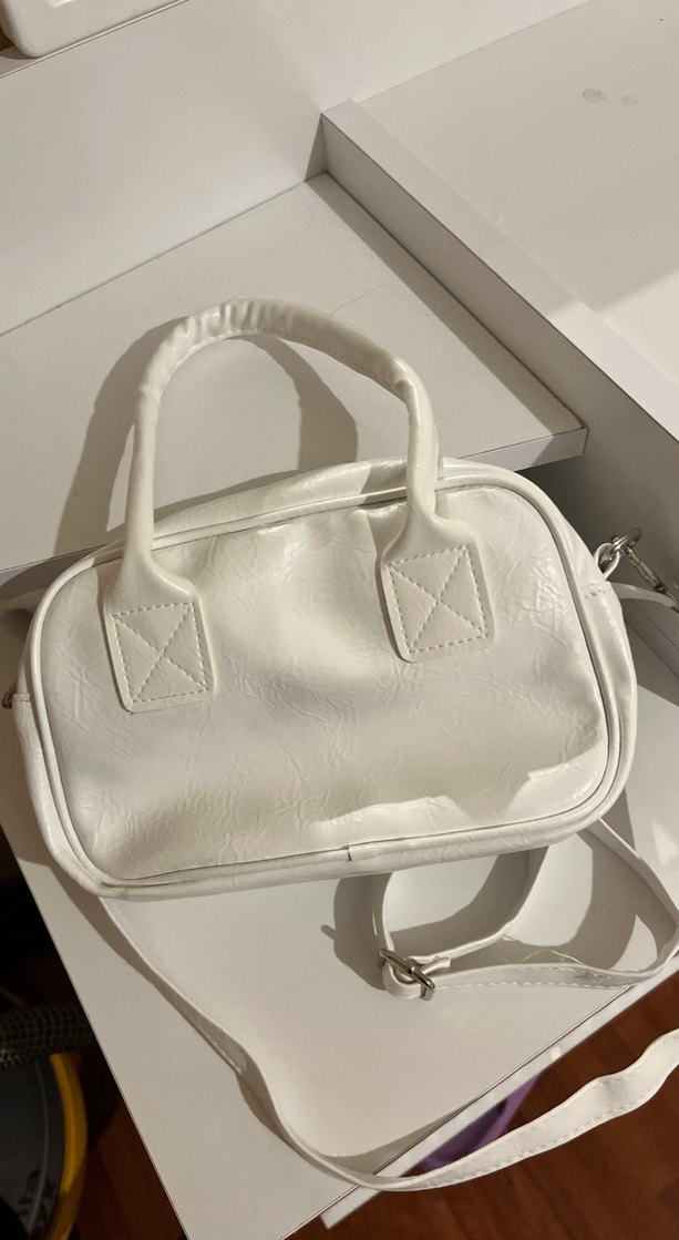 Beyaz Deri Kadın Omuz Çantası - Görsel 3