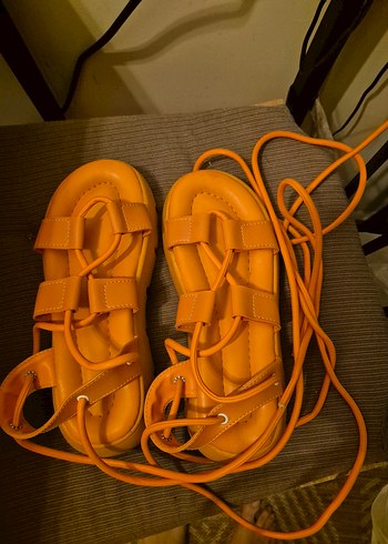 Turuncu Platform Topuklu Kadın Sandalet - Görsel 4