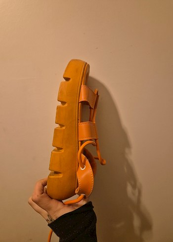 Turuncu Platform Topuklu Kadın Sandalet - Görsel 2