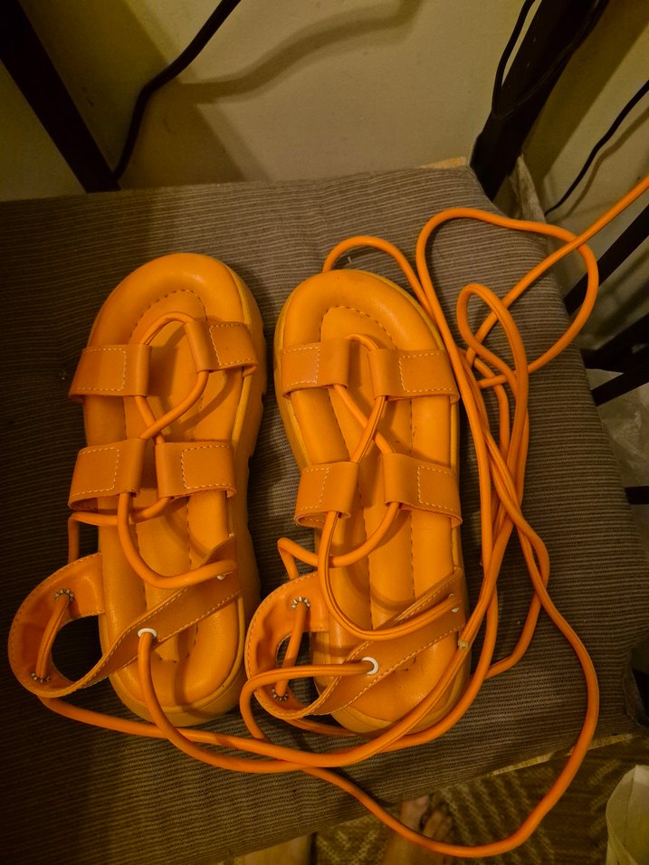 Turuncu Platform Topuklu Kadın Sandalet - Görsel 4