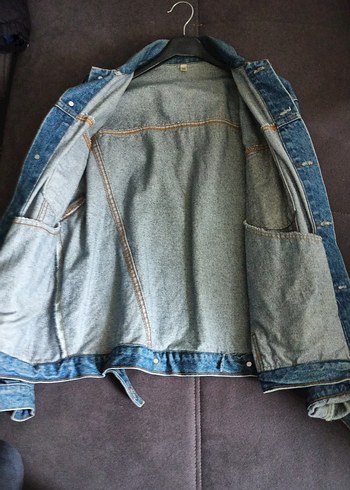 Düğmeli Geniş Kesim Mavi Denim Ceket - Görsel 2