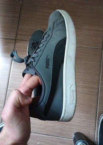 Gri Spor Ayakkabı Velcro Detaylı - Görsel 3