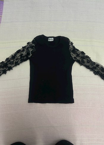 Nakışlı Siyah Triko Kadın Bluz - Görsel 2