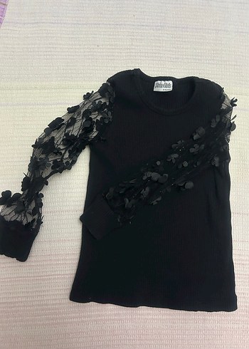 Nakışlı Siyah Triko Kadın Bluz - Görsel 3