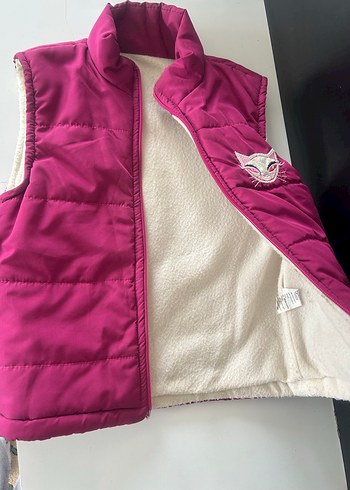 Kız Çocuk Parlak Pembe Fermuarlı Yelek - Görsel 4